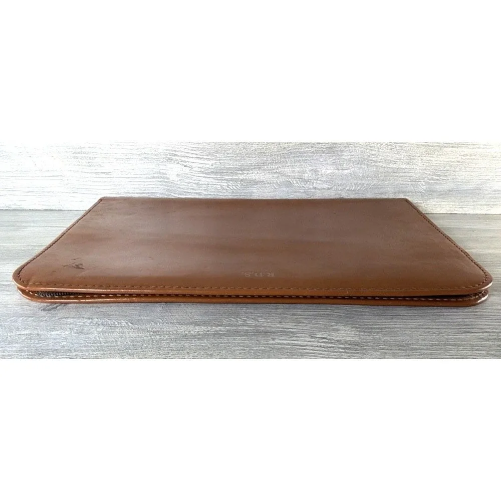 Vtg Top Grain Cowhide Portfolio Business Folder Zippered NBC National Brief Case